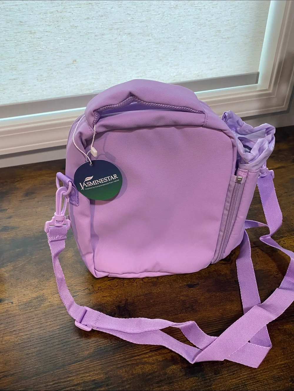 Kids Lavender Lunch bag Crossbody Bag with Plush Flower Accent NWT